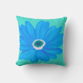 Cojín Decorativo Gran Flor Azul Sutil