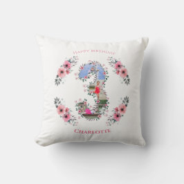 Cojín Decorativo Gran flor rosa Collage de fotos Chica de cumpleaño