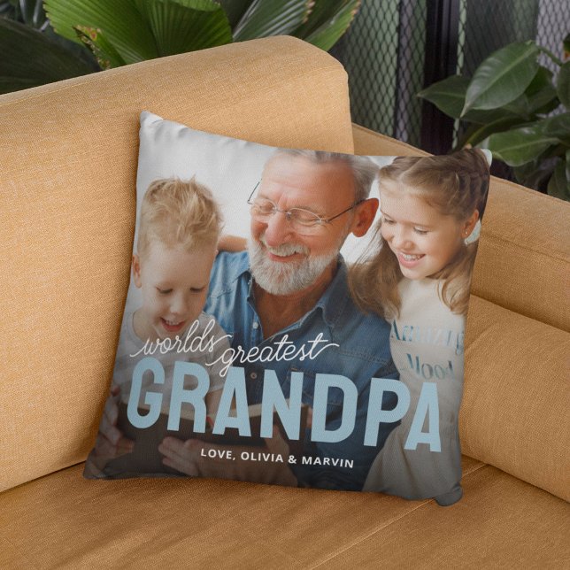Cojín Decorativo Gran foto del abuelo del mundo (Subido por el creador)