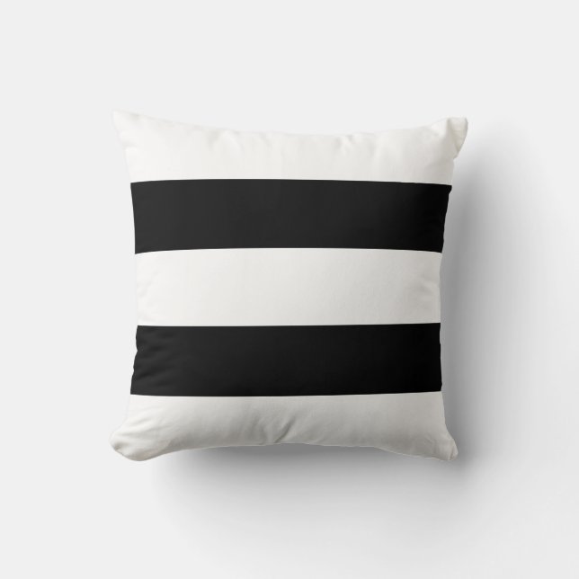 Cojín Decorativo Gran franja blanca y negra contemporánea (Anverso)