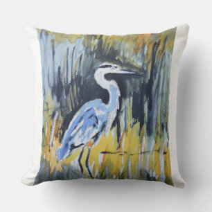 Cojín Decorativo Gran Garza Azul Marismas Expresionista