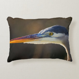 Cojín Decorativo Gran garza azul, retrato de cerca