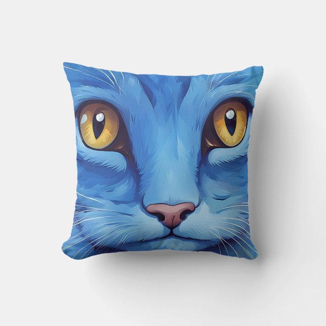 Cojín Decorativo Gran gato azul (Anverso)