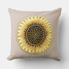 Cojín Decorativo Gran Girasol, Corazones y Puntos Dorados