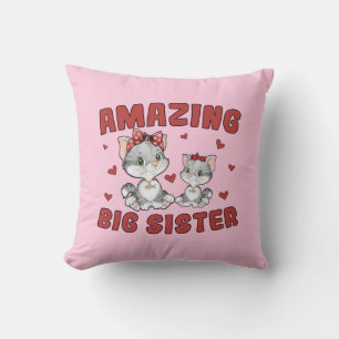 Cojín Decorativo Gran Hermana Asombrosa - Gatos Gatitos Corazones R
