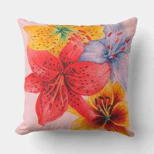Cojín Decorativo gran lirio colorido diseño flor contemporánea