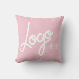 Cojín Decorativo Gran Logotipo de Negocio Marca Promocional Rosa