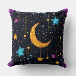 Cojín Decorativo Gran luna creciente y numerosas estrellas