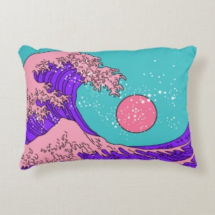 Cojín Decorativo Gran ola en estilo de arte pop de vaporwave. Ver e