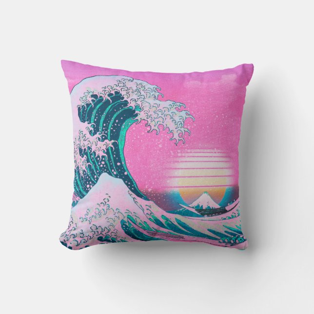 Cojín Decorativo Gran onda estética de vaporwave (Anverso)