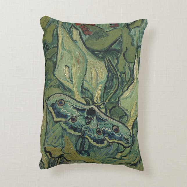 Cojín Decorativo Gran polilla del pavo real de Vincent van Gogh (Atrás (Vertical))