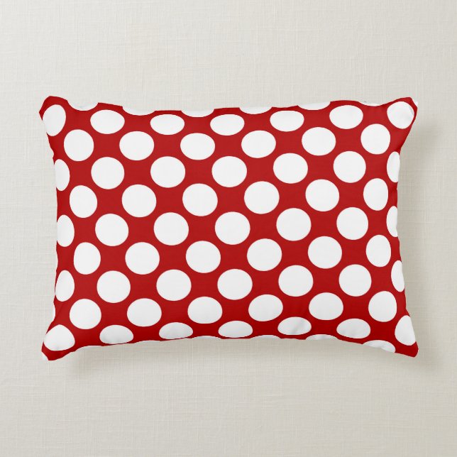 Cojín Decorativo Gran punto retro - blanco y rojo (Anverso)