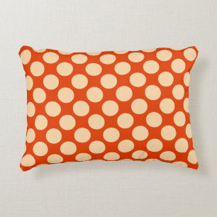 Cojín Decorativo Gran punto retro - naranja pálido y mandarina