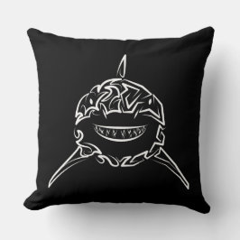 Cojín Decorativo Gran tiburón blanco y negro tribal