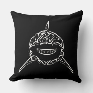 Cojín Decorativo Gran tiburón blanco y negro tribal