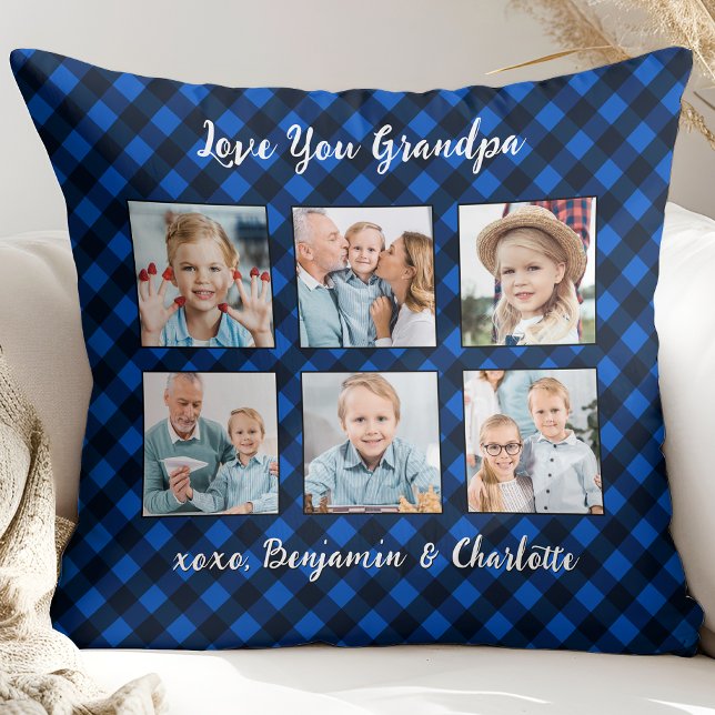 Cojín Decorativo Granda Gift Collage de fotos personalizado Blue Pl (Subido por el creador)