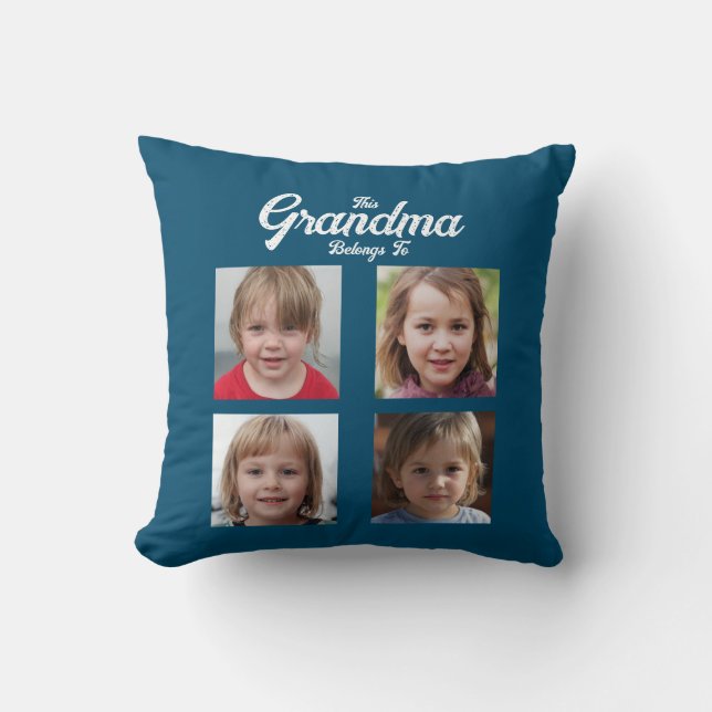 Cojín Decorativo Grandchildren Photo Collage Grandma Personalized (Anverso)