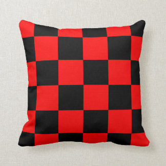 Cojín Decorativo Grande a cuadros - negro y rojo
