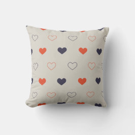 Cojín Decorativo Grande - Corazones encantadores / crema de naranja