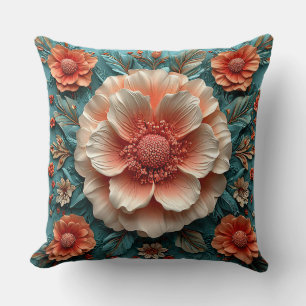 Cojín Decorativo Grandes Flores de Coral