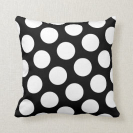 Cojín Decorativo Grandes puntos de polka blancos y negros