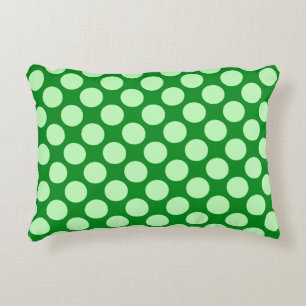Cojín Decorativo Grandes puntos retro - verde menta y esmeralda