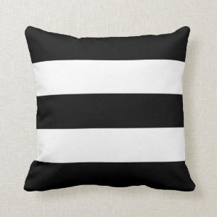 Cojín Decorativo Grandes Rayas Negras y Blancas