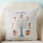 Cojín Decorativo Grandma Photo Keepsake Gray<br><div class="desc">This modern and stylish Grandma gray pillow is decorated with a colorful mosaic family tree.
Easily customizable with a selection of seven photos and the grandchildren's names.
Makes a perfect gift for your Grandma.
Original Mosaic © Michele Davies.</div>