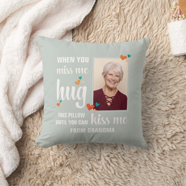 Cojín Decorativo Grandma Photo WHEN YOU MISS ME HUG THIS (Manta)