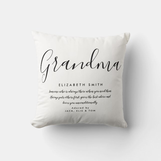 Cojín Decorativo Grandma Quote Elegant Black and White (Anverso)