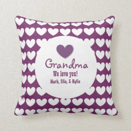Cojín Decorativo GRANDMA Te amamos con corazones y encajes C03