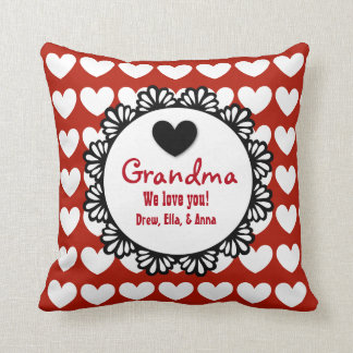 Cojín Decorativo GRANDMA Te queremos el patrón de encaje de corazon