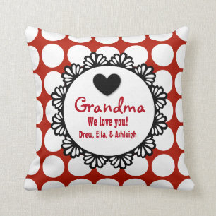 Cojín Decorativo GRANDMA Te queremos PUNTOS ROJOS Modelo E03