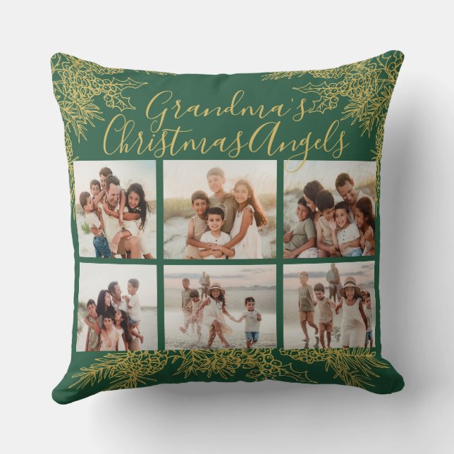 Cojín Decorativo Grandma's Custom Elegant Christmas Photo Collage (Reverso )