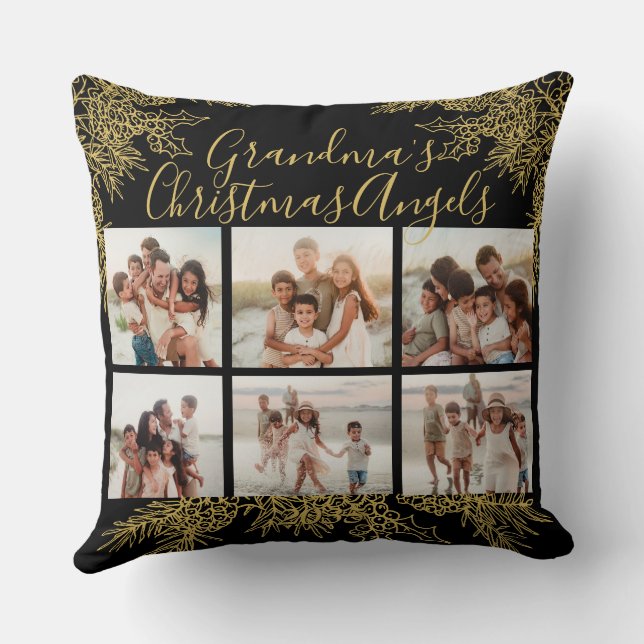 Cojín Decorativo Grandma's Custom Elegant Christmas Photo Collage (Reverso )