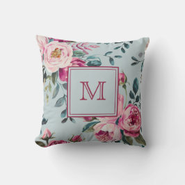 Cojín Decorativo Grandmillennial Dusty Rose Floral Custon Monogram