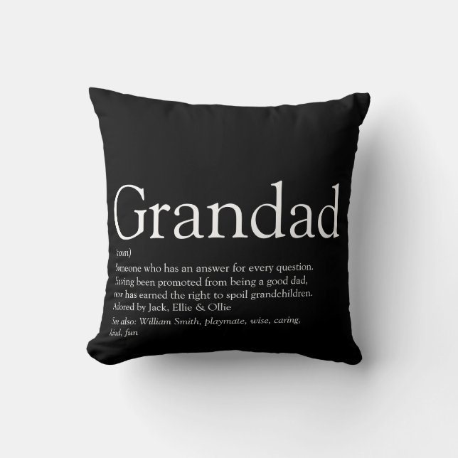 Cojín Decorativo Grandpa, Grandfather, Papa Definition Modern Fun (Anverso)