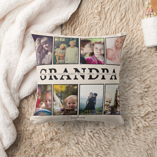 Cojín Decorativo Grandpa Pillow – 8 Photos & Grandkids’ Names (Manta)