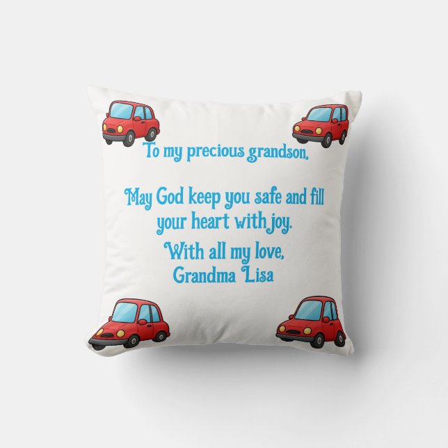 Cojín Decorativo Grandson Prayer From Grandma Throw Pillow (Anverso)