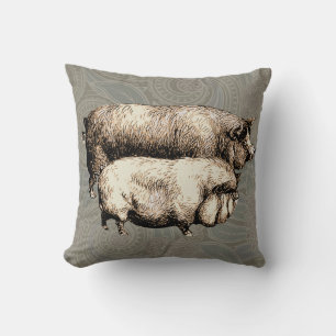 Cojín Decorativo Granja Antigüa Cerdo País Antigüedad Ganado