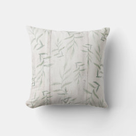 Cojín Decorativo Granja Botánico Blanco Madera Rústica Hojas