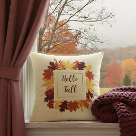 Cojín Decorativo Granja Casa Hola Otoño Acento con Hojas Rústicas