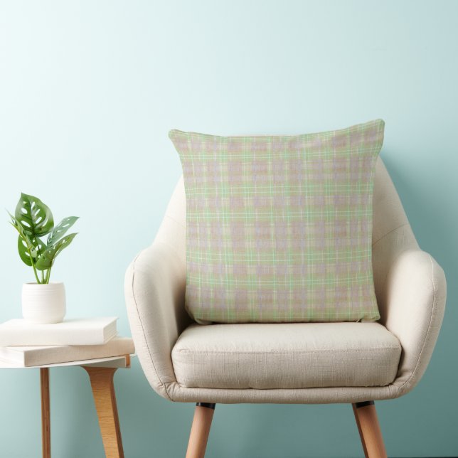Cojín Decorativo Granja Casa Neutral Plaid de Salvia (Silla)