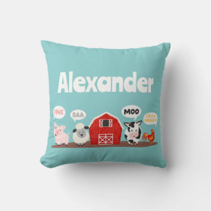 Cojín Decorativo Granja de animales personalizados Oink Baa Moo lin