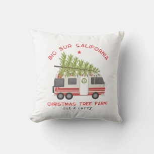 Cojín Decorativo Granja de árbol de navidad Big Sur Vintage RV Camp