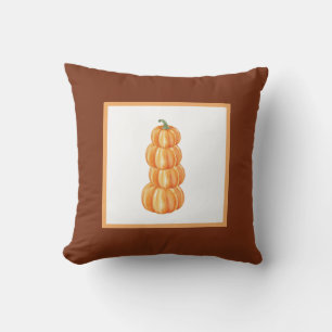 Cojín Decorativo Granja de calabaza de otoño con marco marrón