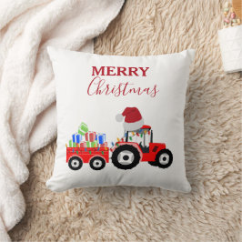 Cojín Decorativo Granja de camiones de Navidades rojos