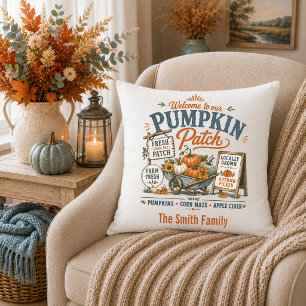Cojín Decorativo Granja de Campo Personalizada Parche de Calabaza