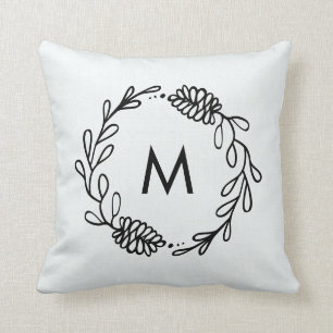 Cojín Decorativo Granja de Laurel Rústica Cono de Pino Monogramado