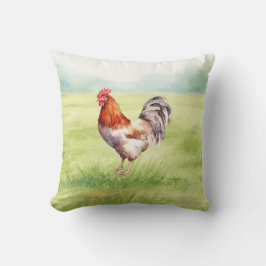 Cojín Decorativo Granja de Pollos Casa Acuarela